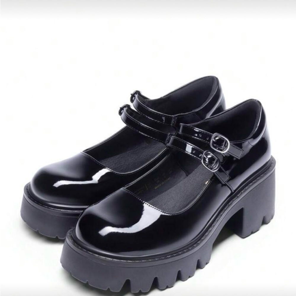 Black Platform Mary Jane Shoes - Picture 4 of 8